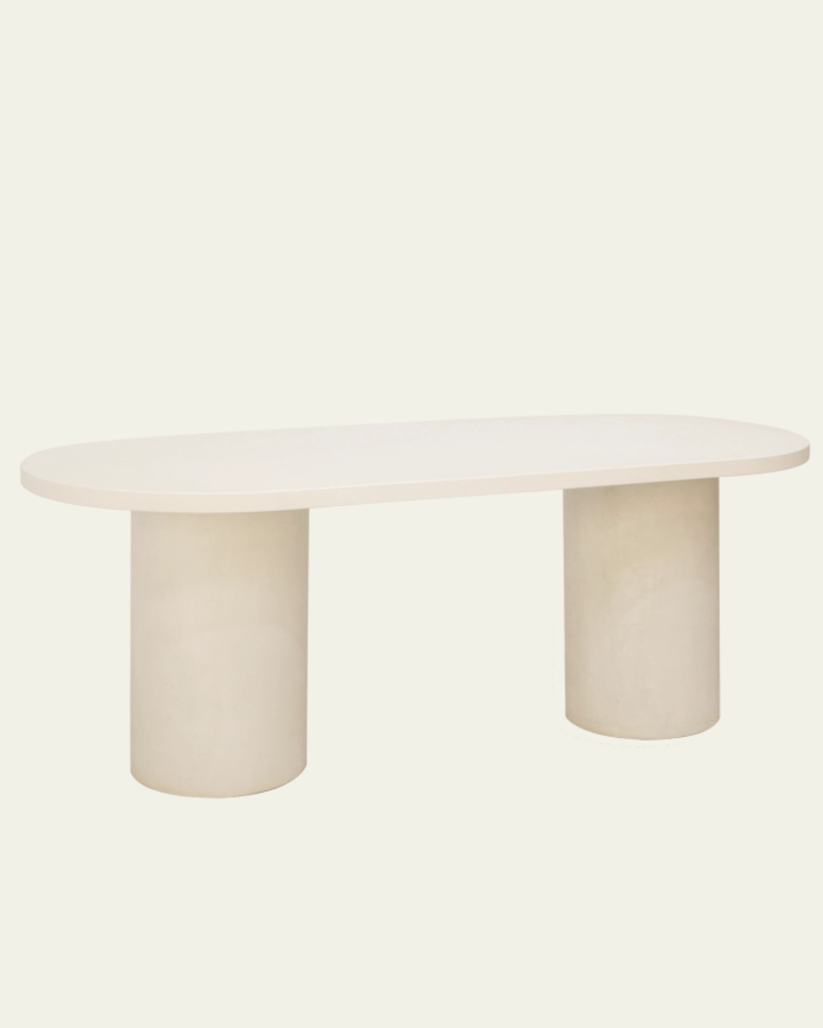 mesa de comedor ovalada de micromento patas redondas