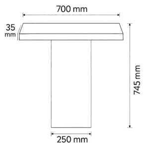 Medidas de la mesa de microcemento Themis | Kretos